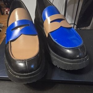 Camper Black, Blue, and Brown Loafers